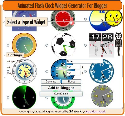 Animated Flash Clock To Your Blogger Blog